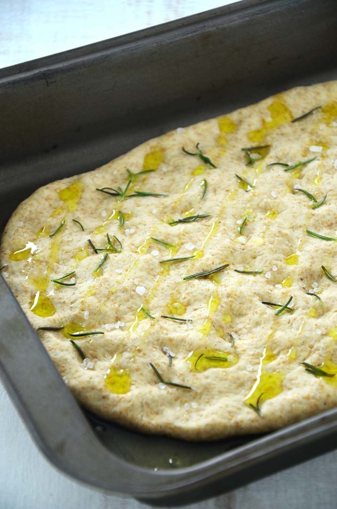 Focaccia antes de ir pro forno