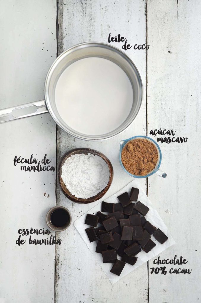 Ingredientes recheio chocolate.