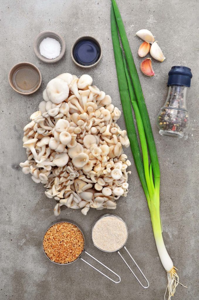 Hambúrguer de shimeji ingredientes.