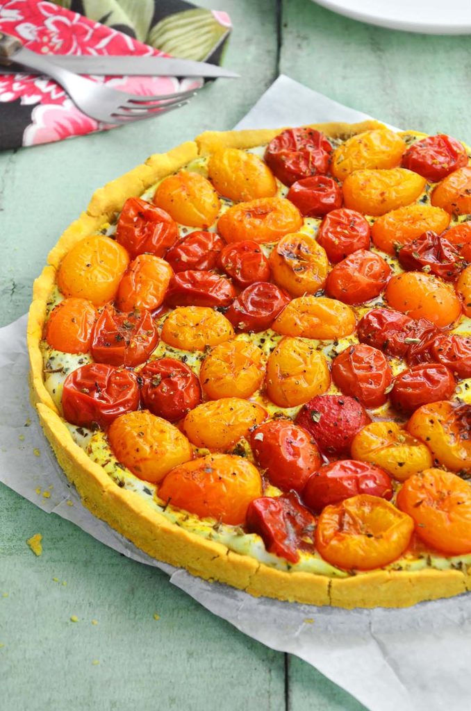 torta de tomates assados sem glúten