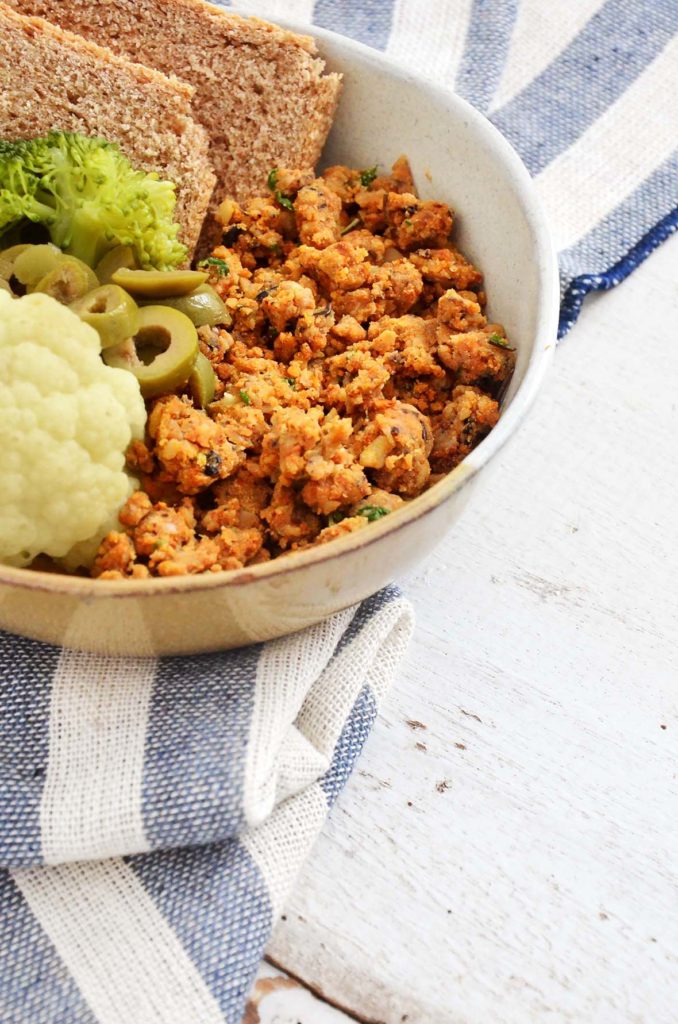 Tempeh de feijão e arroz negro.